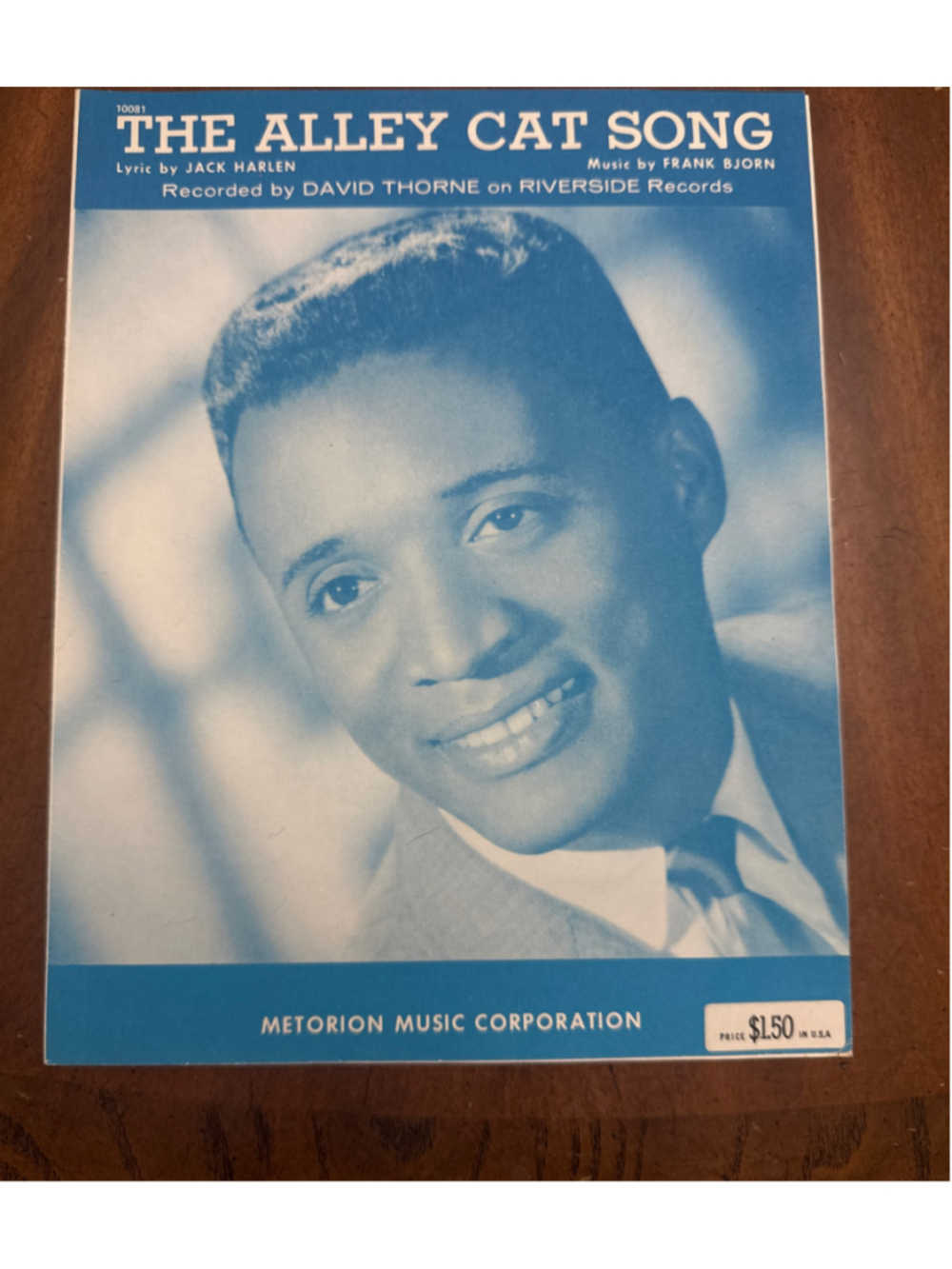 Vintage Metorion Music Corporation The Alley Cat Song Sheet Music Blue White